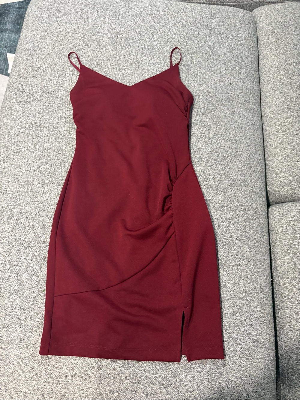 Emerald Sundae Burgundy Spaghetti Strap Mini Dress